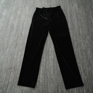Chicos Travelers Collection Velour Pants Women Black Made In USA Spandex Size 0